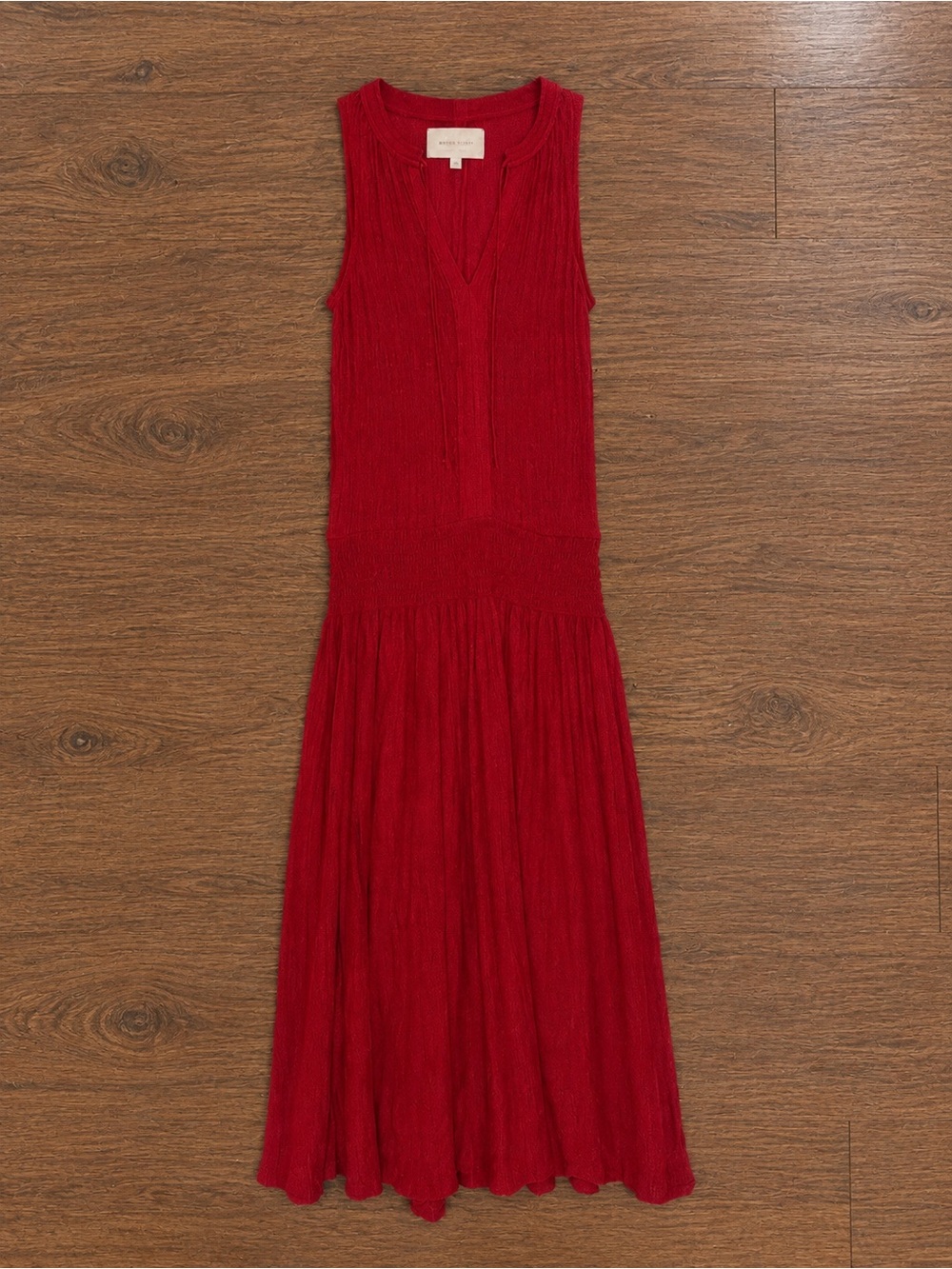 Brochu Walker Francine Midi Dress XS Red Sleeveless V Neck